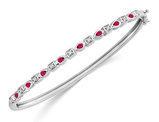 Natural Ruby Bangle Bracelet 2/5 Carat (ctw) in 14K White Gold with Diamonds